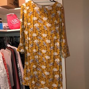 Floral long sleeve midi dress